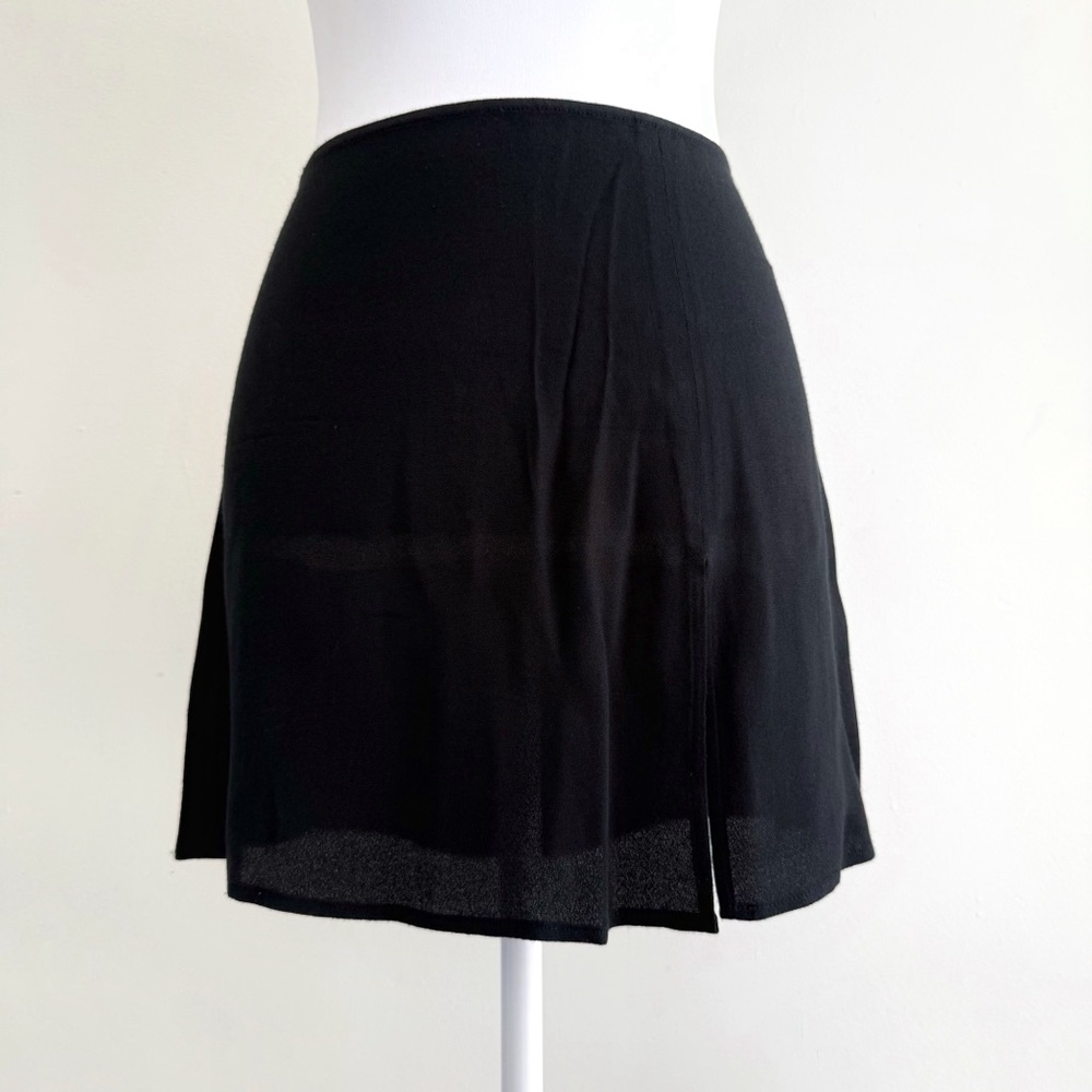 REFORMATION BLACK MARGOT HIGH WAIST SIDE SLIT OPENING MINI SKIRT